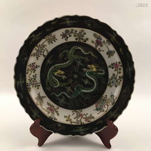 Chinese Famille Rose Dragon Dish