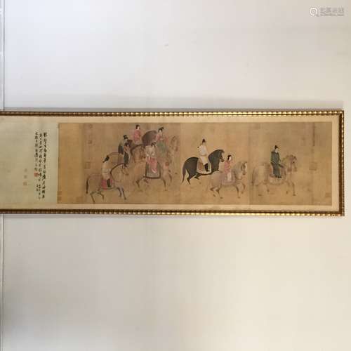 Chinese Watercolor Scroll with Frames