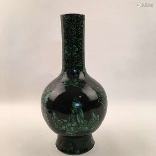 Kangxi Mark. Chinese Green Glaze  Vase