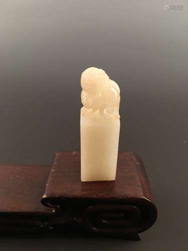 Chinese Hetian White Jade Seal