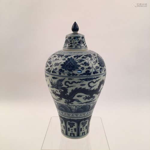 Chinese Blue and White Porcelain Dragon Jar