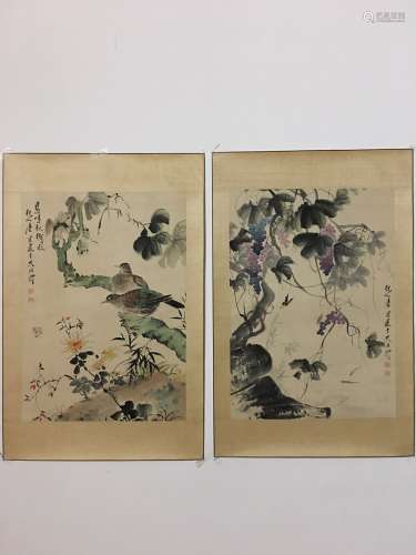 2 Piece Chinese Watercolor Painting