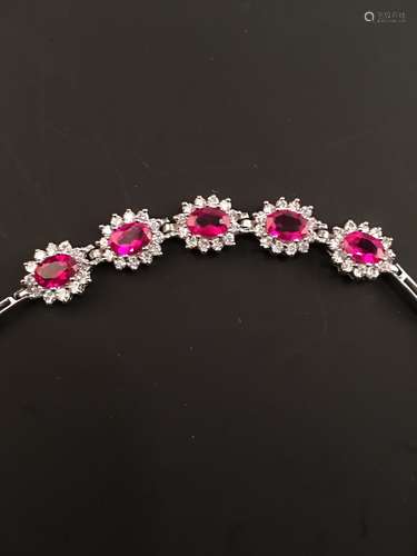 Silver Bracelet with Ruby