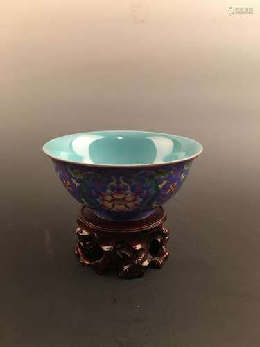 Fine Famille Rose Lotus Bowl with Kangxi Mark