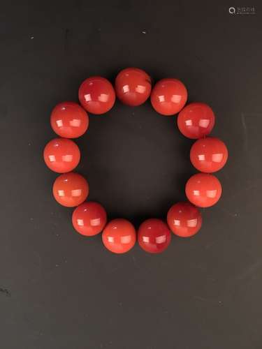 Chinese Red Jade Beads Blacelet