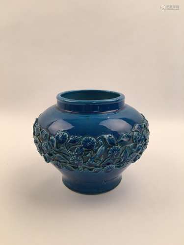 Chinese Blue Glaze Flower Jar