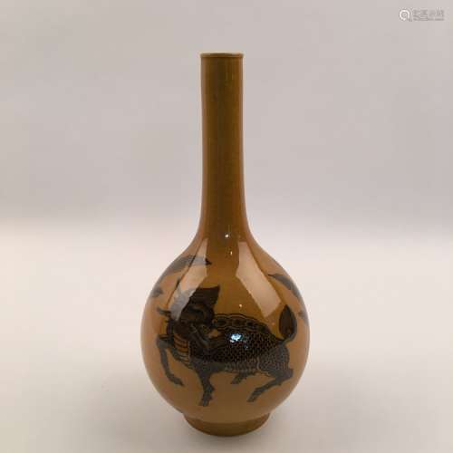 Chinese Yellow Glaze Fu Dog Vase