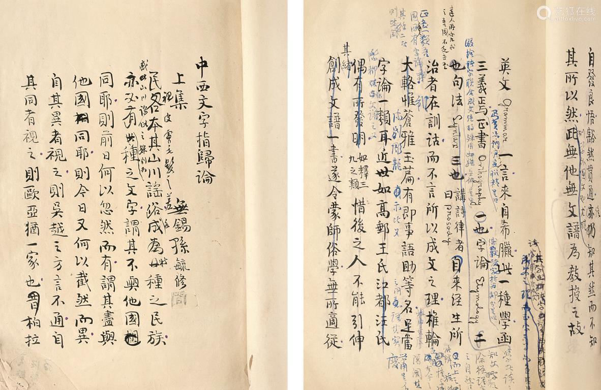 孙毓修中西文字指归论稿本毛装竹纸 Deal Price Picture 孙毓修中西文字指归论稿本毛装竹纸 Deal Price Picture