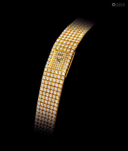 约2000年制 伯爵 18K黄金 女款密镶钻腕表