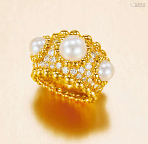 珍珠配钻石戒指 香奈儿 Chanel