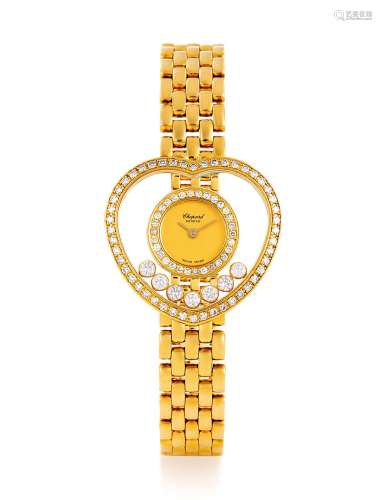 约2009年制 萧邦 HAPPY DIAMOND系列 18K黄金 女款镶钻腕表 活动钻石