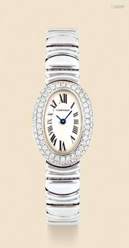 约2000年制 卡地亚 BAIGNOIRE系列 18K白金 女款镶钻腕表