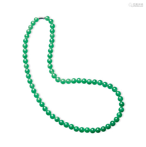 天然满绿翡翠珠链 约9.5mm