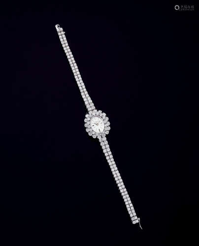 约1970年制 江诗丹顿 18K白金 手动上弦女款镶钻腕表