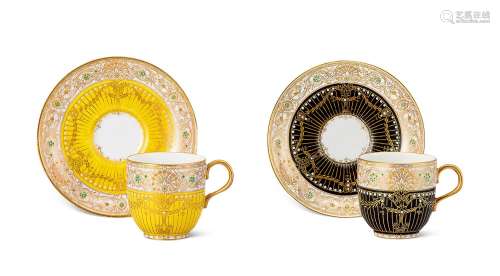 约1910年 英国 ROYAL WORCESTER 描金陶瓷茶具 （两组）