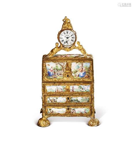 英王乔治3世时期 公元1760–1765年 镀金画珐琅化妆盒（金、珐琅、玻璃）
