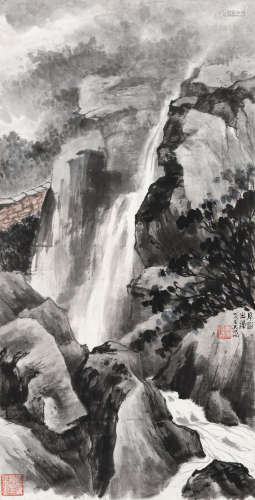 吴湖帆 1958年作 阜溪之邍 镜框 设色纸本