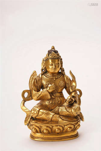 A Chinese Gilt Bronze Caishen