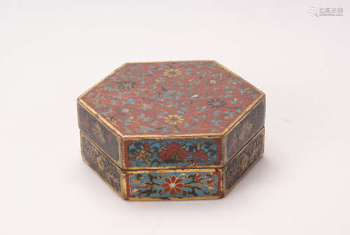 A Chinese Enamel Hexagonal Box 