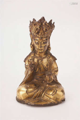 A Chinese Gilt Bronze Seated Buddha 