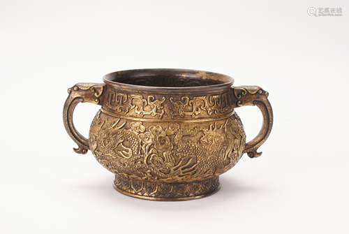 A Chinese Gilt Bronze Incense Burner 