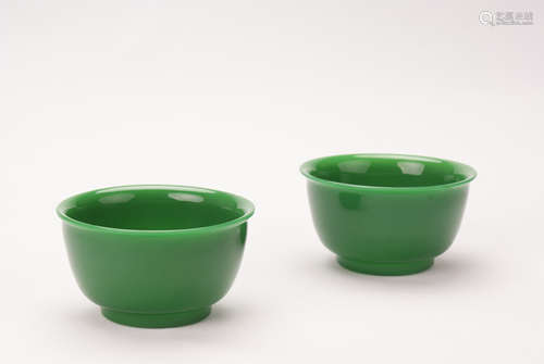 A Pair Of Chinese Green Bowls