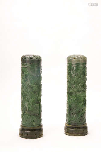A Pair Of Chinese Carved Jade 