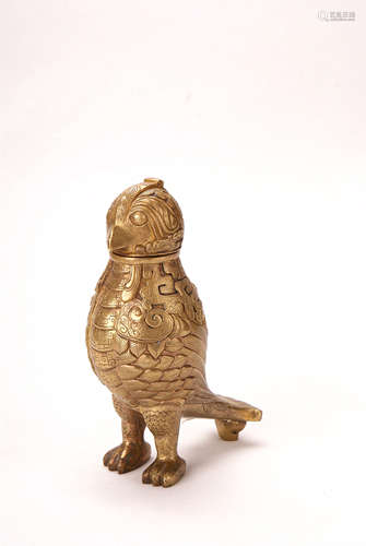 A Chinese Gilt Bronze Bird