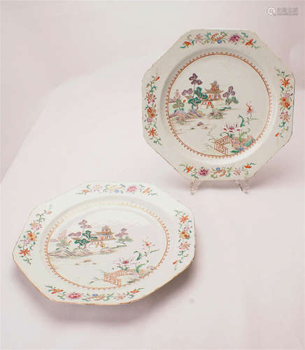 A Pair Of Famille Rose Porcelain Plates