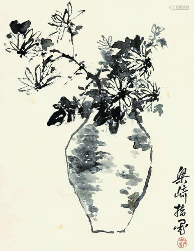 梁崎（1909-1996）墨菊