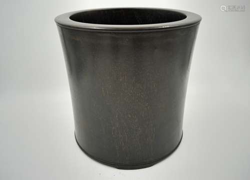 LARGE CHINESE HARDWOOD BRUSH POT