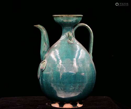 CHINESE GREEN GLAZED POTTERY EWER