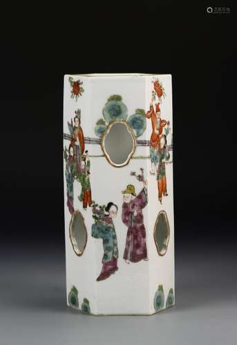 Chinese Famille Rose Figural Vase