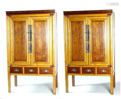 Pair of Chinese Hardwood Cabinets