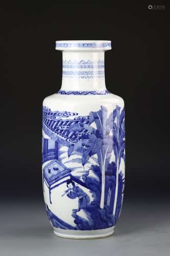 Chinese Blue and White Rouleau Vase