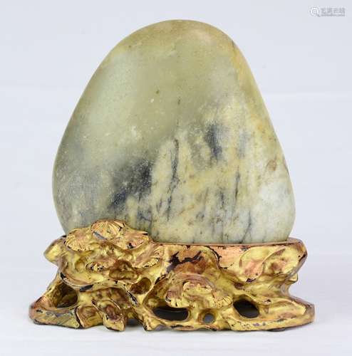 CHINESE JADE BOULDER ON STAND