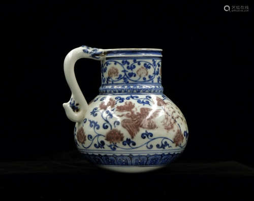 CHINESE MING BLUE AND IRON RED TANKARD