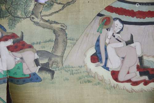 Chinese Scroll Painting of Erotic Scene