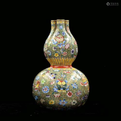 CHINESE THREE SPOUT DOUBLE GOURD VASE