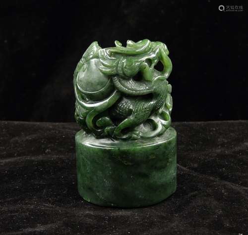 CHINESE SPINACH JADE PAPERWEIGHT