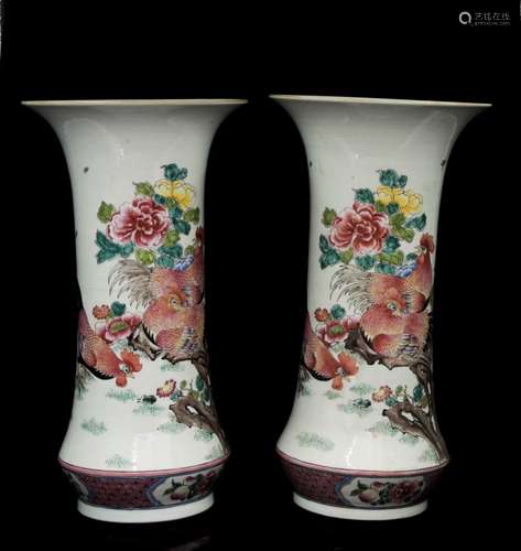 PAIR OF CHINESE BEAKER VASES