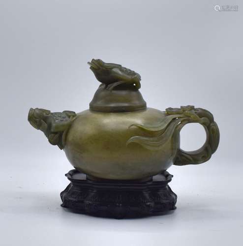 Chinese Carved Jade Teapot