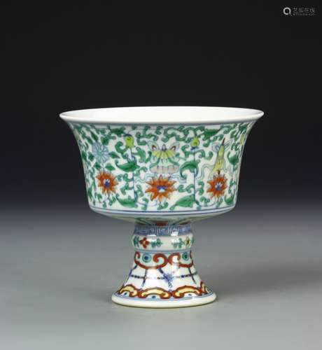 Chinese Doucai High Stem Bowl