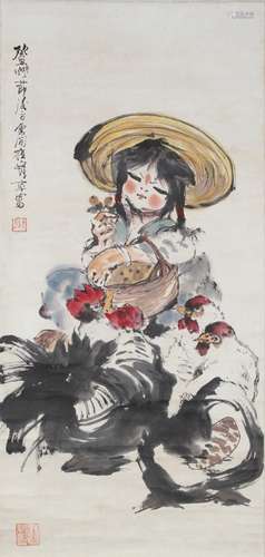 Chinese Scroll Painting of Girl