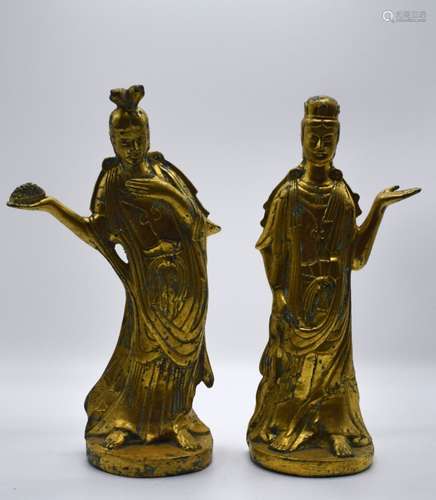 A Pair of Chinese Gilt Buddha