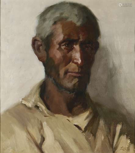 Chinese Oil On Board Portrait of Man