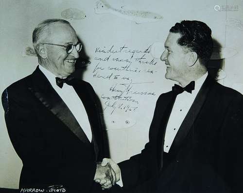 六十年代美国总统杜鲁门签名照片 （一张）