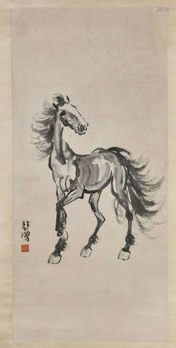 Two Chinese Scrolls: Horse & Donkeys