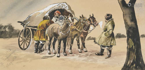Two Old Russian Watercolors By Beringer