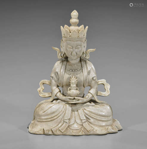 Chinese Ceramic Seated Bodhisattva